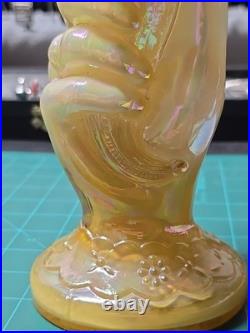 Fenton Mid Century Modern Hand Vase Iridescent Color Rare Vase 11in Tall