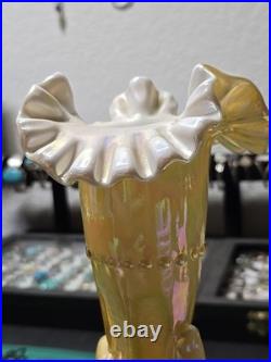 Fenton Mid Century Modern Hand Vase Iridescent Color Rare Vase 11in Tall