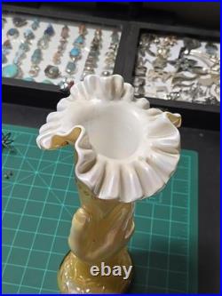 Fenton Mid Century Modern Hand Vase Iridescent Color Rare Vase 11in Tall