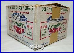 Fire King Apples & Cherries Mixing Bowl Set RARE MINT IN BOX Splash Proof