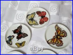 Fornasetti Farfalle Butterflies Set of 7 Plates Coasters Milano Italy Rare