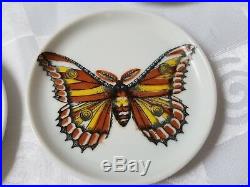 Fornasetti Farfalle Butterflies Set of 7 Plates Coasters Milano Italy Rare