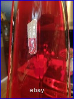 GIANT 31 LE Smith SMOOTH Red Glass Vase Mid Century Modern MCM Stretch RARE