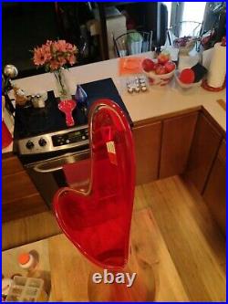 GIANT 31 LE Smith SMOOTH Red Glass Vase Mid Century Modern MCM Stretch RARE