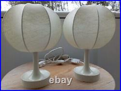 GOLDKANT Leuchten Rare Pair of COCOON Lamps mod. White SALBO by FRITZ WAUER 60s