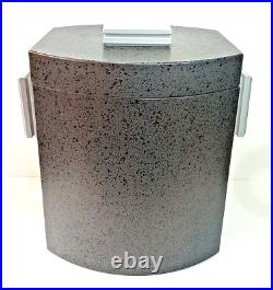 Georges Briard Rare Ice Bucket Barware with Lid MINT Grey Black Mid Century Modern