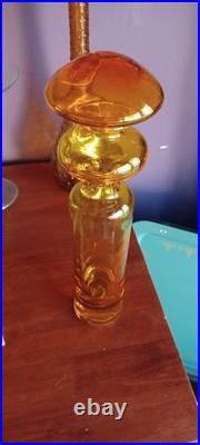 Greenwich Flint Craft Rare Glass Lemon Yellow Decanter 14.5 MCM Blenko Era NICE