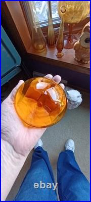 Greenwich Flint Craft Rare Glass Lemon Yellow Decanter 14.5 MCM Blenko Era NICE