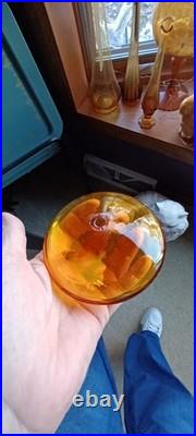 Greenwich Flint Craft Rare Glass Lemon Yellow Decanter 14.5 MCM Blenko Era NICE