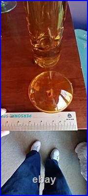 Greenwich Flint Craft Rare Glass Lemon Yellow Decanter 14.5 MCM Blenko Era NICE