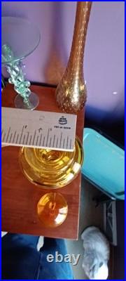 Greenwich Flint Craft Rare Glass Lemon Yellow Decanter 14.5 MCM Blenko Era NICE