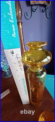 Greenwich Flint Craft Rare Glass Lemon Yellow Decanter 14.5 MCM Blenko Era NICE