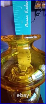 Greenwich Flint Craft Rare Glass Lemon Yellow Decanter 14.5 MCM Blenko Era NICE
