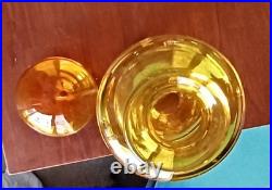 Greenwich Flint Craft Rare Glass Lemon Yellow Decanter 14.5 MCM Blenko Era NICE