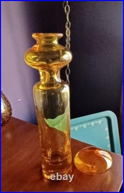 Greenwich Flint Craft Rare Glass Lemon Yellow Decanter 14.5 MCM Blenko Era NICE