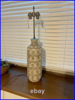 Guido Gambone Rare Ceramic Lamp FULLY SIGNED Circles Motif ITALY Mid Century