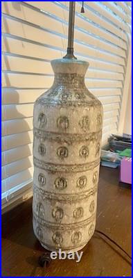 Guido Gambone Rare Ceramic Lamp FULLY SIGNED Circles Motif ITALY Mid Century