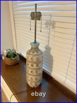 Guido Gambone Rare Ceramic Lamp FULLY SIGNED Circles Motif ITALY Mid Century