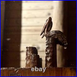 Hand Carved Wood Nautical MCM Round Mirror. Rare Mid Century Modern Art Decor