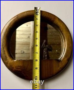 Hand Carved Wood Nautical MCM Round Mirror. Rare Mid Century Modern Art Decor