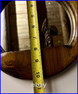 Hand Carved Wood Nautical MCM Round Mirror. Rare Mid Century Modern Art Decor