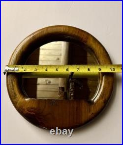 Hand Carved Wood Nautical MCM Round Mirror. Rare Mid Century Modern Art Decor