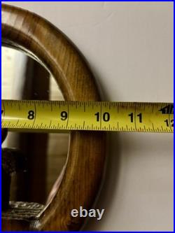 Hand Carved Wood Nautical MCM Round Mirror. Rare Mid Century Modern Art Decor