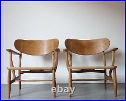 Hans Wegner CH-22 Oak Lounge Chair RARE Danish Mid Century Modern Denmark 1950s