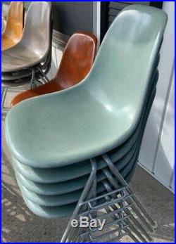 Herman Miller Eames Fiberglass Side Shell Chair Rare Seafoam Green