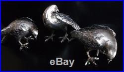 Hollywood Regency Metal Set Of 3 Decorative Pigeons, Rare