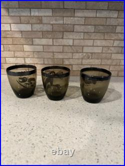 Htf rare MIDCENTURY MODERN PERUVIAN HIGHBALL DRINK SILVER GLASSES AZTEK MAYAN g