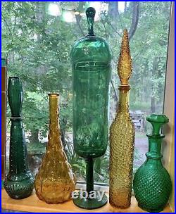 Huge 25 Footed Green Glass Apothecary Jar Empoli Italy Mid Century Modern Rare