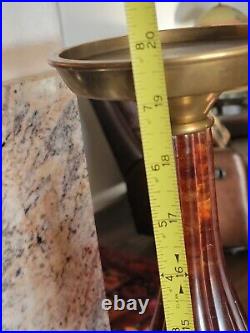 Huge Heavy Pair Pillar Candle Table MCM Lucite sticks red amber Brass Rare