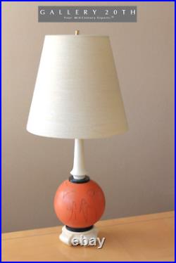 Hyper-rare! MID Century Hieroglyph Table Lamp! Egypt Vtg 50s 60s Orange MCM Art