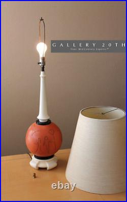Hyper-rare! MID Century Hieroglyph Table Lamp! Egypt Vtg 50s 60s Orange MCM Art