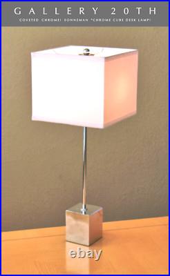 Hyper-rare! Sonneman Chrome Cube Table Lamp! MID Century Modern Light 60's Vtg