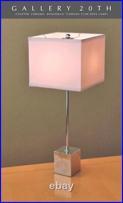 Hyper-rare! Sonneman Chrome Cube Table Lamp! MID Century Modern Light 60's Vtg