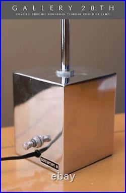 Hyper-rare! Sonneman Chrome Cube Table Lamp! MID Century Modern Light Decor 60s