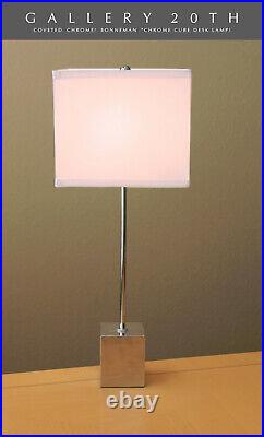 Hyper-rare! Sonneman Chrome Cube Table Lamp! MID Century Modern Light Decor 60s