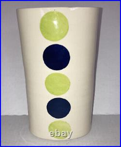 Jonathan Adler Early Couture Handmade MCM Style Green Blue Painted Dot Vase RARE