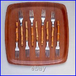 Kay Bojesen Bamboo Universal Steel Dinner Fork Set 9 Denmark 1950s Rare Flatware