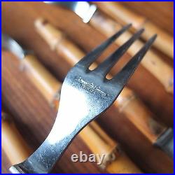 Kay Bojesen Bamboo Universal Steel Dinner Fork Set 9 Denmark 1950s Rare Flatware