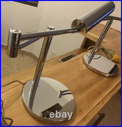 Koch & Lowy Chrome MID Century Modern Table Lamp Desk Lamp Pair Rare