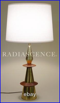 LARGE RARE WESTWOOD TONY PAUL MODERN WALNUT BRASS SCULPTURE TABLE LAMP 50's