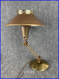 LEVITON RARE Art Deco Desk Lamp Mid Century Modern Brass Articulated & Stunning