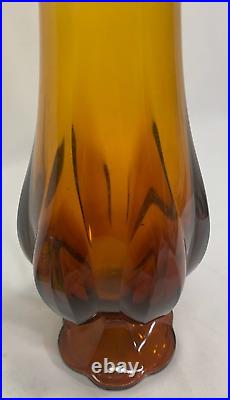 LE Smith Rare ROOT BEER color Swung Glass VASE - Mid-Century Modern 16 MINT