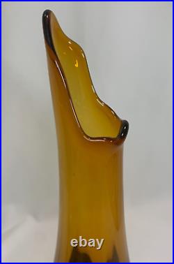 LE Smith Rare ROOT BEER color Swung Glass VASE - Mid-Century Modern 16 MINT
