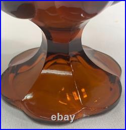 LE Smith Rare ROOT BEER color Swung Glass VASE - Mid-Century Modern 16 MINT