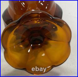 LE Smith Rare ROOT BEER color Swung Glass VASE - Mid-Century Modern 16 MINT