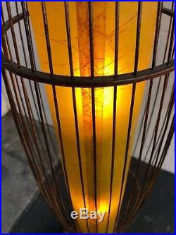 Large 57 Mid Century Bamboo Hanging Floor Lamp RARE